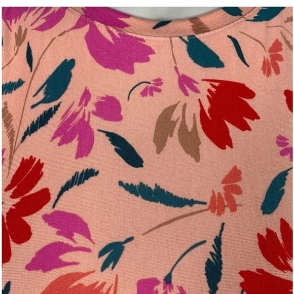 LOFT PETITE SWING DRESS SIZE XSP PEACH PINK FLORAL SLEEVELESS - Picture 7 of 10